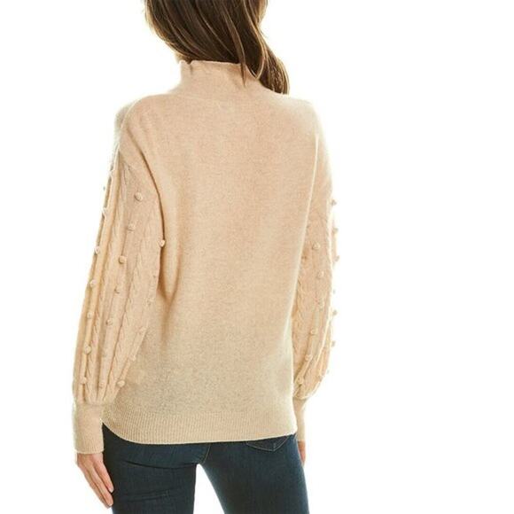 Scott And Scott London Bobble Sleeve Cashmere Sweater Turtleneck Beige Size Larg - Picture 2 of 12
